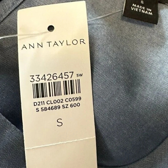 Ann Taylor New Petite Chambray Tie Back Peplum Shell Size Small #0863 - Picture 7 of 11